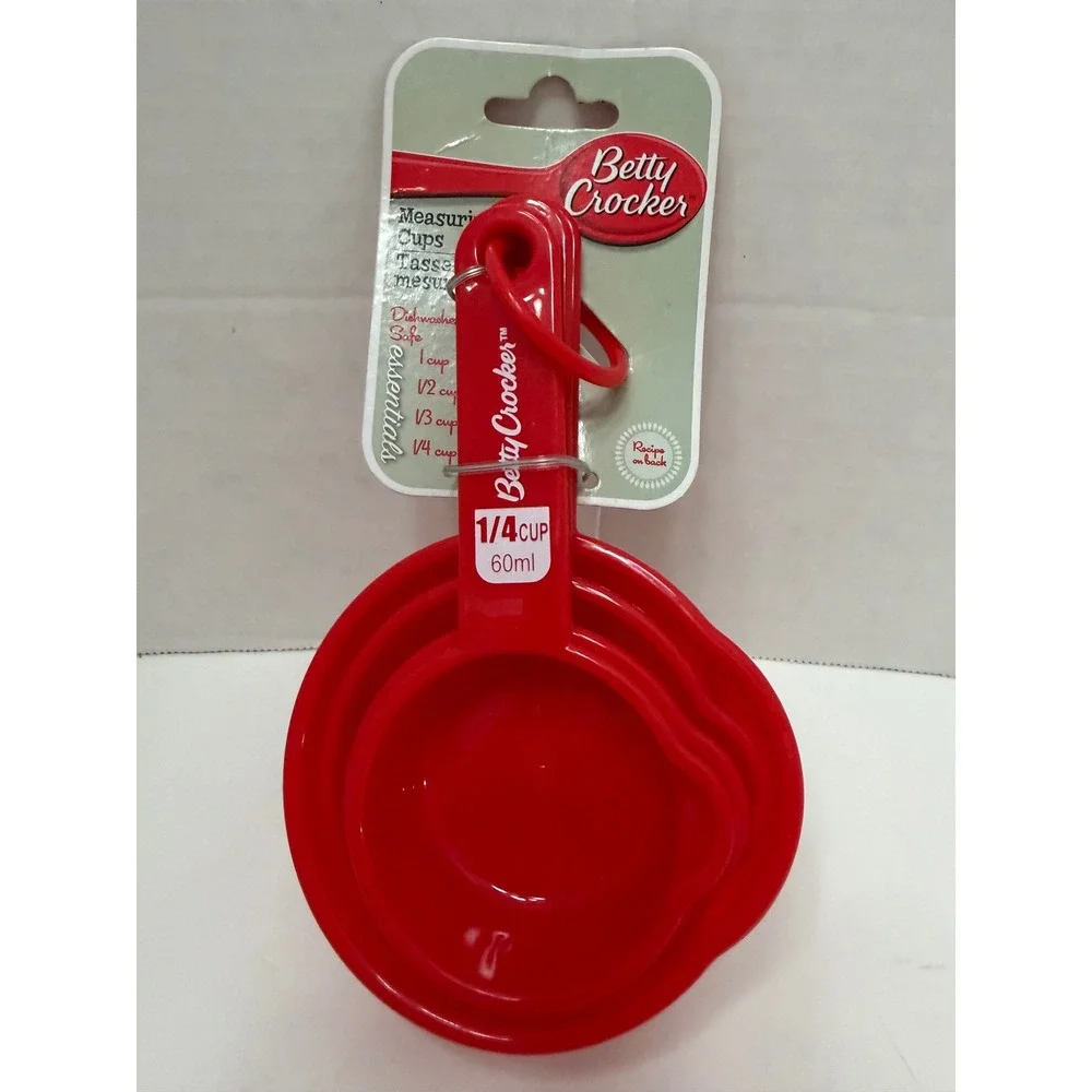 Betty Crocker Red Measuring Cups Set of 4 Essentials Dishwasher Safe New